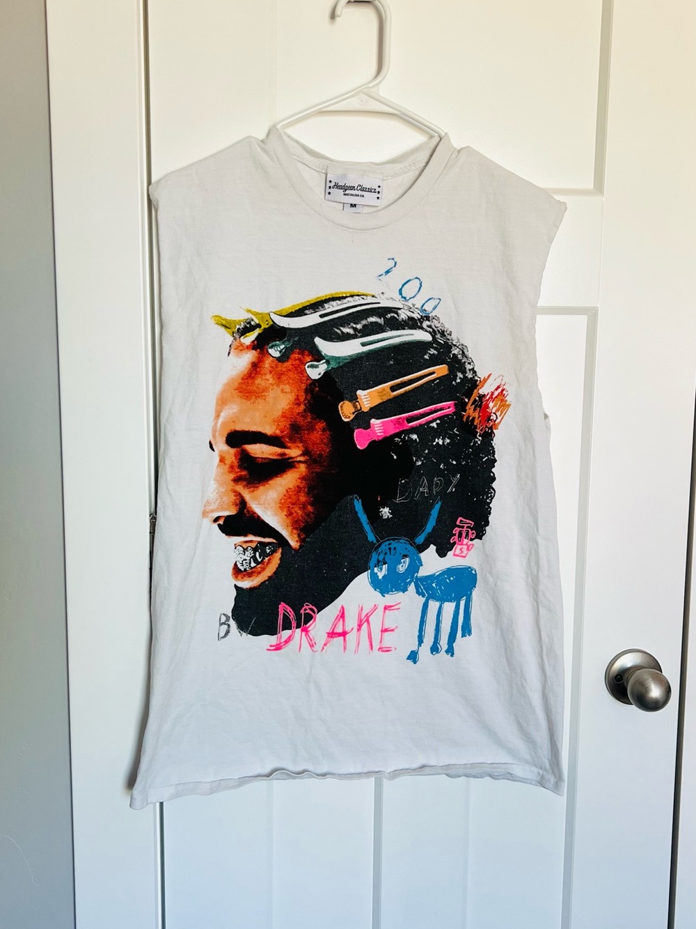 Nostalgia White Tee with Yellow & Blue Graphic